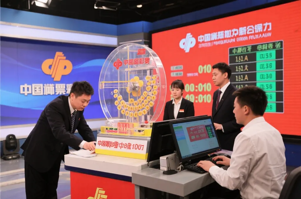 彩票开奖公证现场，工作人员严谨操作